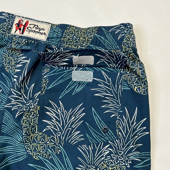 Reyn Spooner Swim Trunks Shorts Mens Medium Blue Pineapple Print Boardshorts - Picture 12 of 13